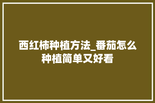 西红柿种植方法_番茄怎么种植简单又好看 西红柿种植方法_番茄怎么种植简单又好看 农业常识