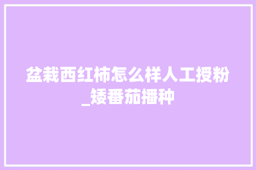 盆栽西红柿怎么样人工授粉_矮番茄播种 盆栽西红柿怎么样人工授粉_矮番茄播种 种植技巧