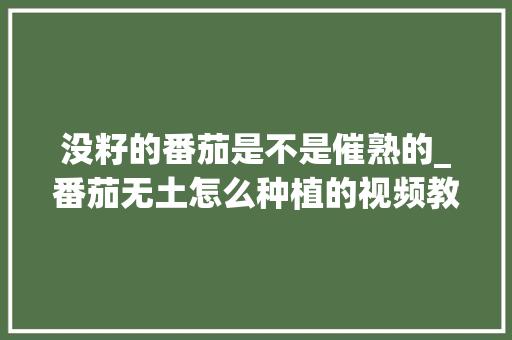 没籽的番茄是不是催熟的_番茄无土怎么种植的视频教程 没籽的番茄是不是催熟的_番茄无土怎么种植的视频教程 土壤施肥