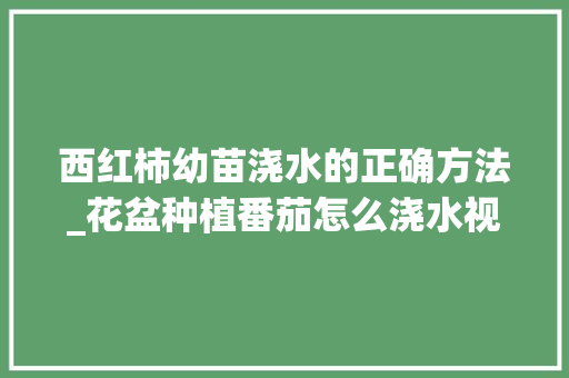 西红柿幼苗浇水的正确方法_花盆种植番茄怎么浇水视频 西红柿幼苗浇水的正确方法_花盆种植番茄怎么浇水视频 花朵知识