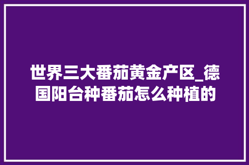 世界三大番茄黄金产区_德国阳台种番茄怎么种植的