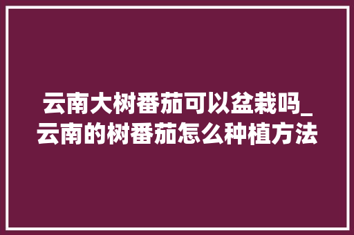 云南大树番茄可以盆栽吗_云南的树番茄怎么种植方法 云南大树番茄可以盆栽吗_云南的树番茄怎么种植方法 花朵知识