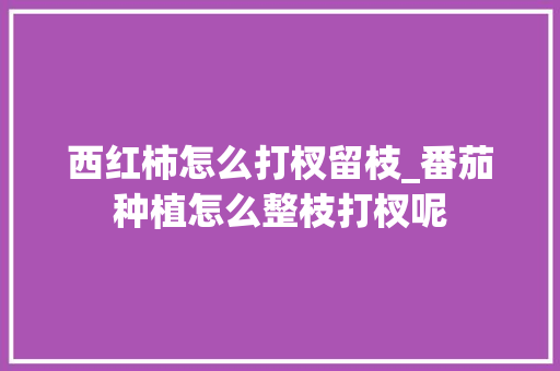 西红柿怎么打杈留枝_番茄种植怎么整枝打杈呢