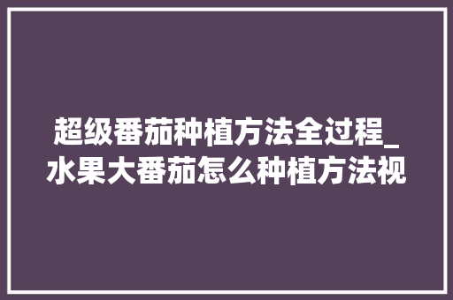 超级番茄种植方法全过程_水果大番茄怎么种植方法视频 超级番茄种植方法全过程_水果大番茄怎么种植方法视频 花朵知识