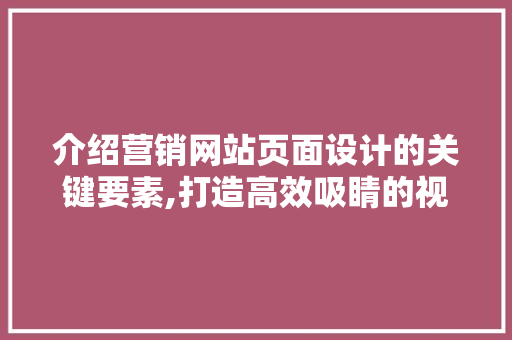 介绍营销网站页面设计的关键要素,打造高效吸睛的视觉盛宴