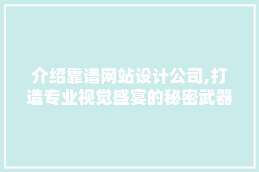 介绍靠谱网站设计公司,打造专业视觉盛宴的秘密武器