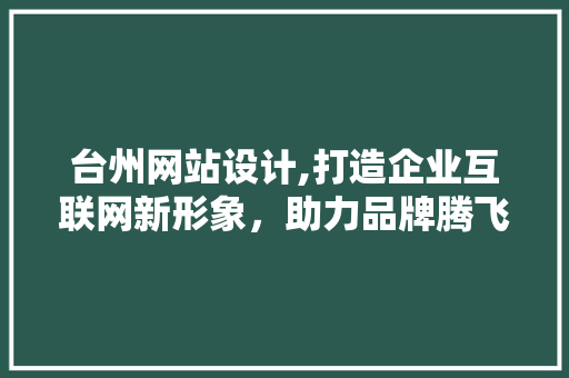 台州网站设计,打造企业互联网新形象，助力品牌腾飞