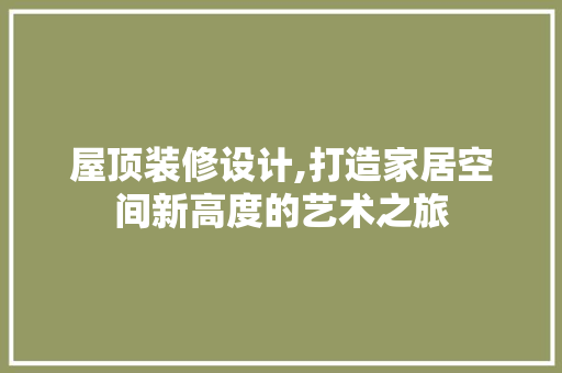 屋顶装修设计,打造家居空间新高度的艺术之旅