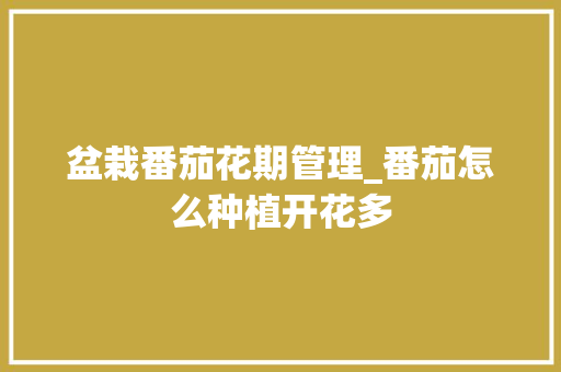盆栽番茄花期管理_番茄怎么种植开花多