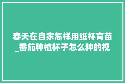 春天在自家怎样用纸杯育苗_番茄种植杯子怎么种的视频