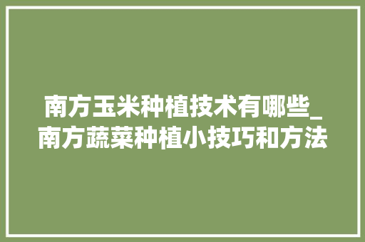 南方玉米种植技术有哪些_南方蔬菜种植小技巧和方法