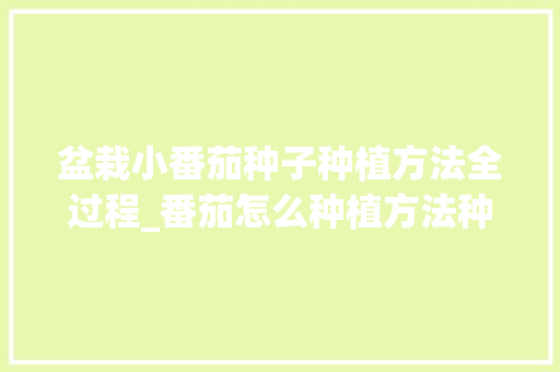 盆栽小番茄种子种植方法全过程_番茄怎么种植方法种子发芽 盆栽小番茄种子种植方法全过程_番茄怎么种植方法种子发芽 农业常识