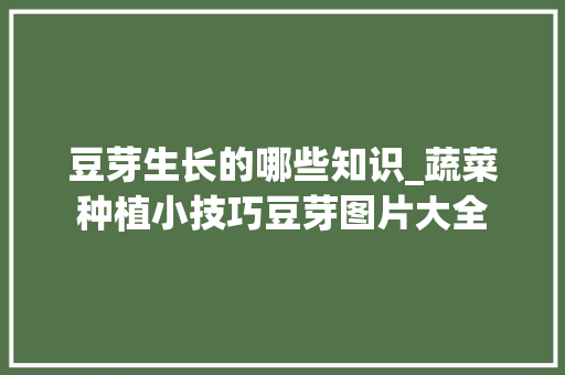 豆芽生长的哪些知识_蔬菜种植小技巧豆芽图片大全