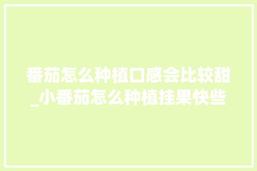 番茄怎么种植口感会比较甜_小番茄怎么种植挂果快些 番茄怎么种植口感会比较甜_小番茄怎么种植挂果快些 种植技巧