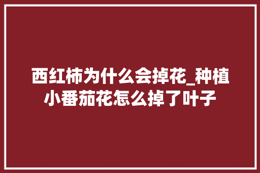 西红柿为什么会掉花_种植小番茄花怎么掉了叶子