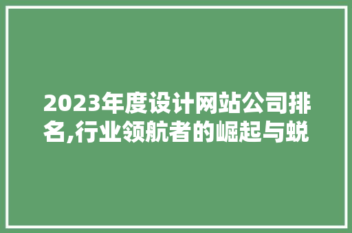 2023年度设计网站公司排名,行业领航者的崛起与蜕变