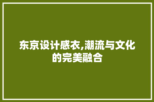 东京设计感衣,潮流与文化的完美融合