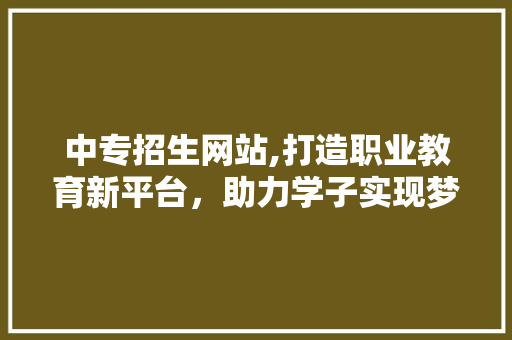 中专招生网站,打造职业教育新平台，助力学子实现梦想