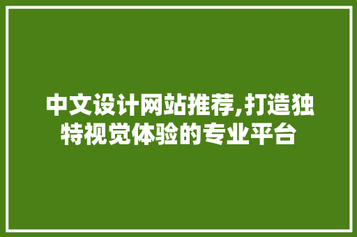 中文设计网站推荐,打造独特视觉体验的专业平台