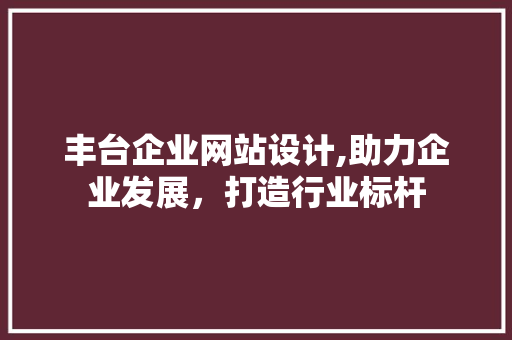丰台企业网站设计,助力企业发展，打造行业标杆