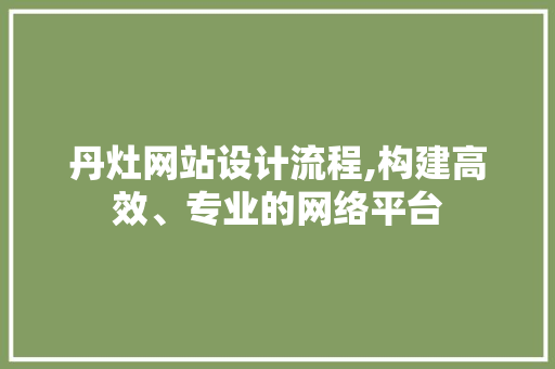 丹灶网站设计流程,构建高效、专业的网络平台