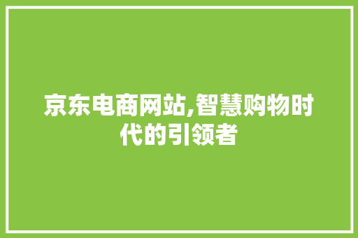 京东电商网站,智慧购物时代的引领者