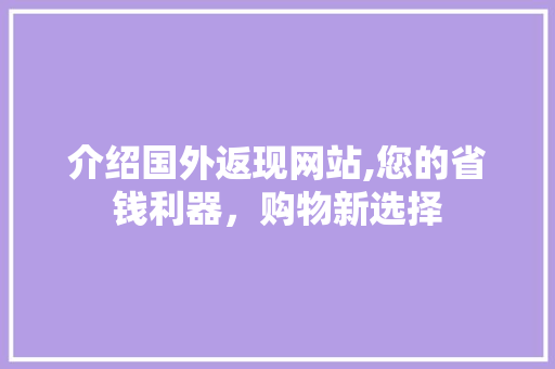 介绍国外返现网站,您的省钱利器，购物新选择