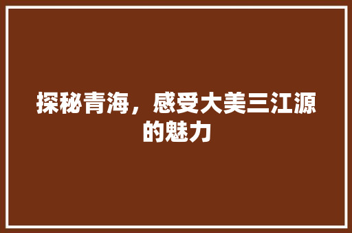 探秘青海，感受大美三江源的魅力