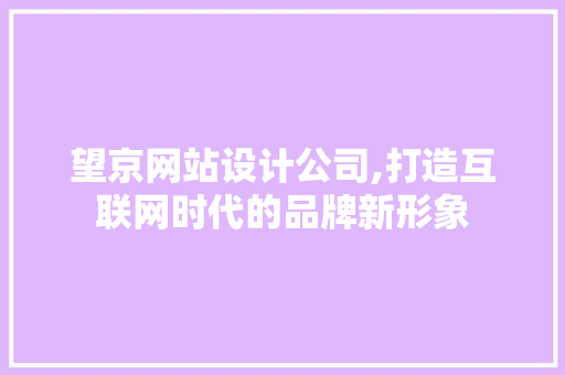 望京网站设计公司,打造互联网时代的品牌新形象