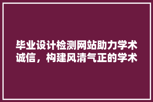 毕业设计检测网站助力学术诚信，构建风清气正的学术环境