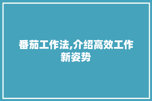 番茄工作法,介绍高效工作新姿势