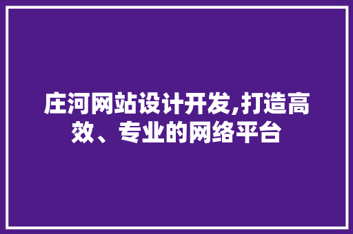 庄河网站设计开发,打造高效、专业的网络平台