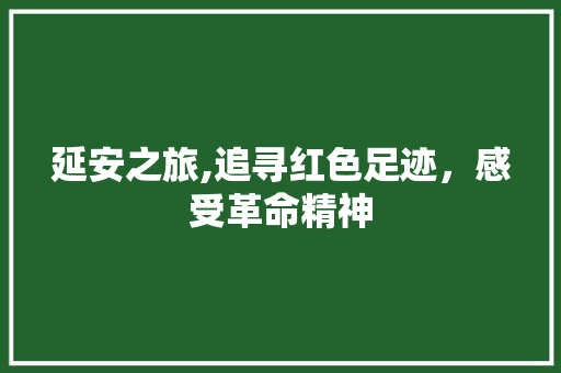 延安之旅,追寻红色足迹，感受革命精神 延安之旅,追寻红色足迹，感受革命精神 种植技巧