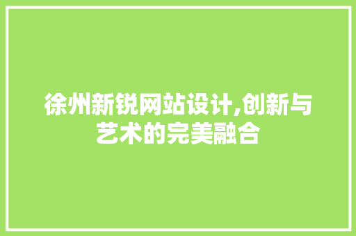 徐州新锐网站设计,创新与艺术的完美融合