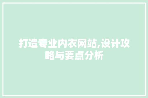 打造专业内衣网站,设计攻略与要点分析
