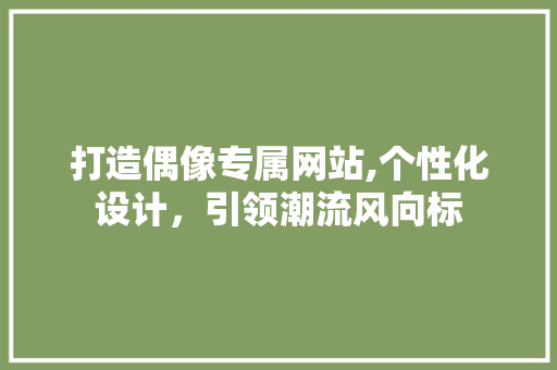 打造偶像专属网站,个性化设计，引领潮流风向标