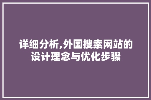 详细分析,外国搜索网站的设计理念与优化步骤