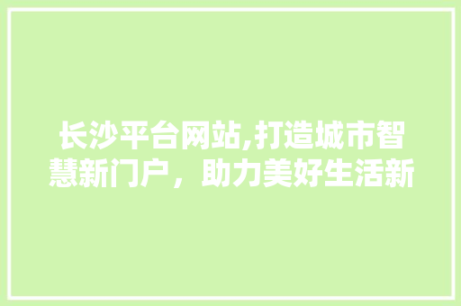 长沙平台网站,打造城市智慧新门户，助力美好生活新篇章