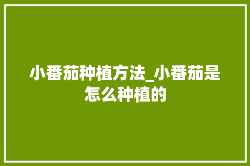 小番茄种植方法_小番茄是怎么种植的 小番茄种植方法_小番茄是怎么种植的 番茄病虫害防治