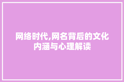 网络时代,网名背后的文化内涵与心理解读