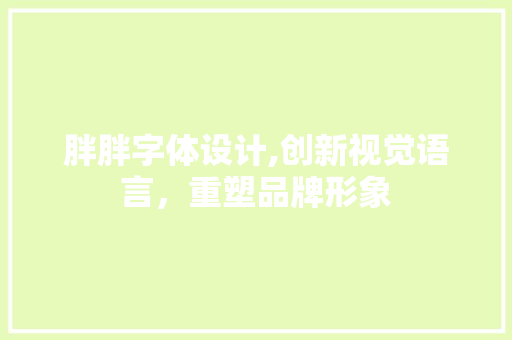胖胖字体设计,创新视觉语言，重塑品牌形象