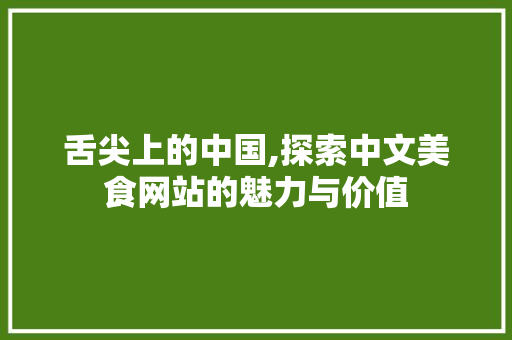 舌尖上的中国,探索中文美食网站的魅力与价值