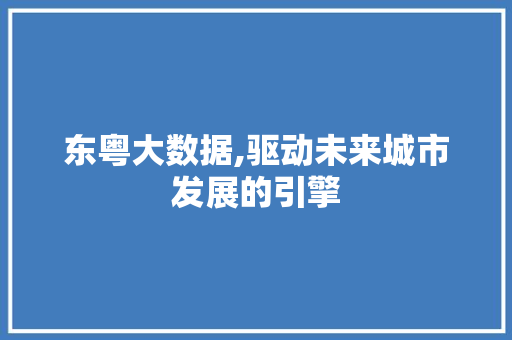 东粤大数据,驱动未来城市发展的引擎