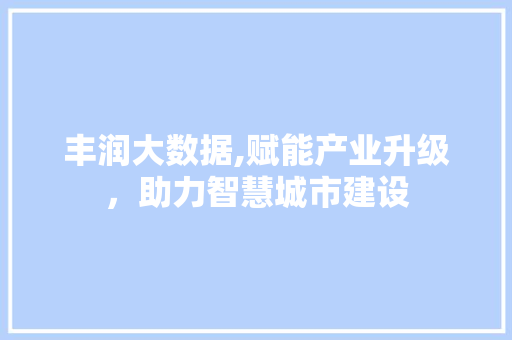 丰润大数据,赋能产业升级，助力智慧城市建设