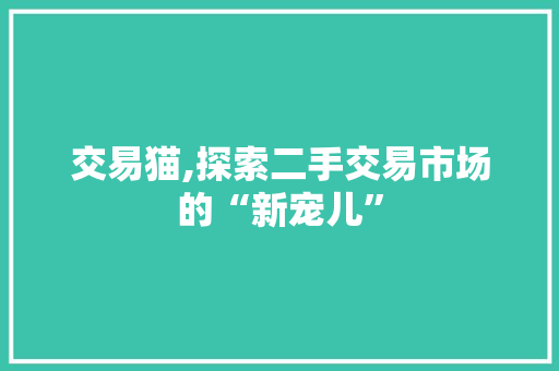 交易猫,探索二手交易市场的“新宠儿”