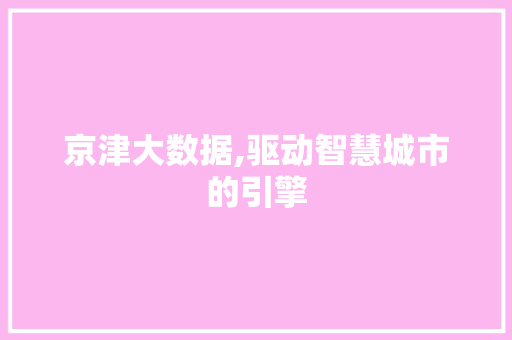 京津大数据,驱动智慧城市的引擎