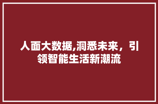 人面大数据,洞悉未来，引领智能生活新潮流