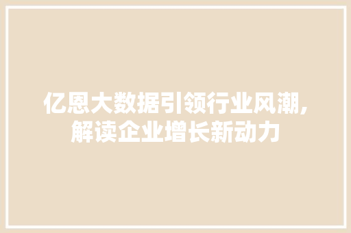 亿恩大数据引领行业风潮,解读企业增长新动力