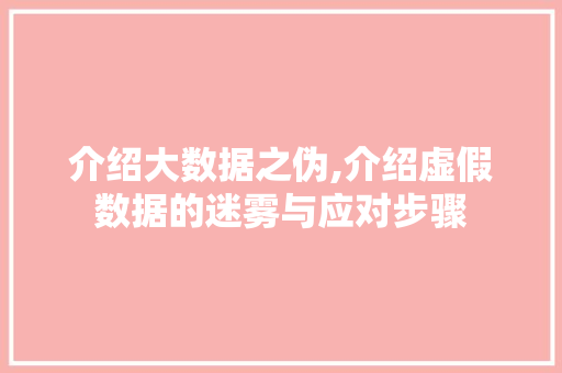 介绍大数据之伪,介绍虚假数据的迷雾与应对步骤