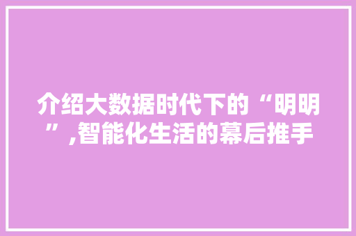 介绍大数据时代下的“明明”,智能化生活的幕后推手
